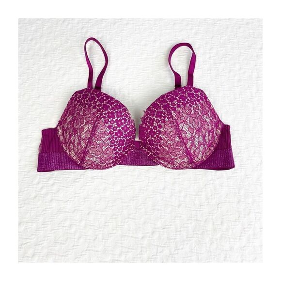 Buy 1 get 1 free 32b Victorias Secret Berry lace push up - Picture 1 of 10